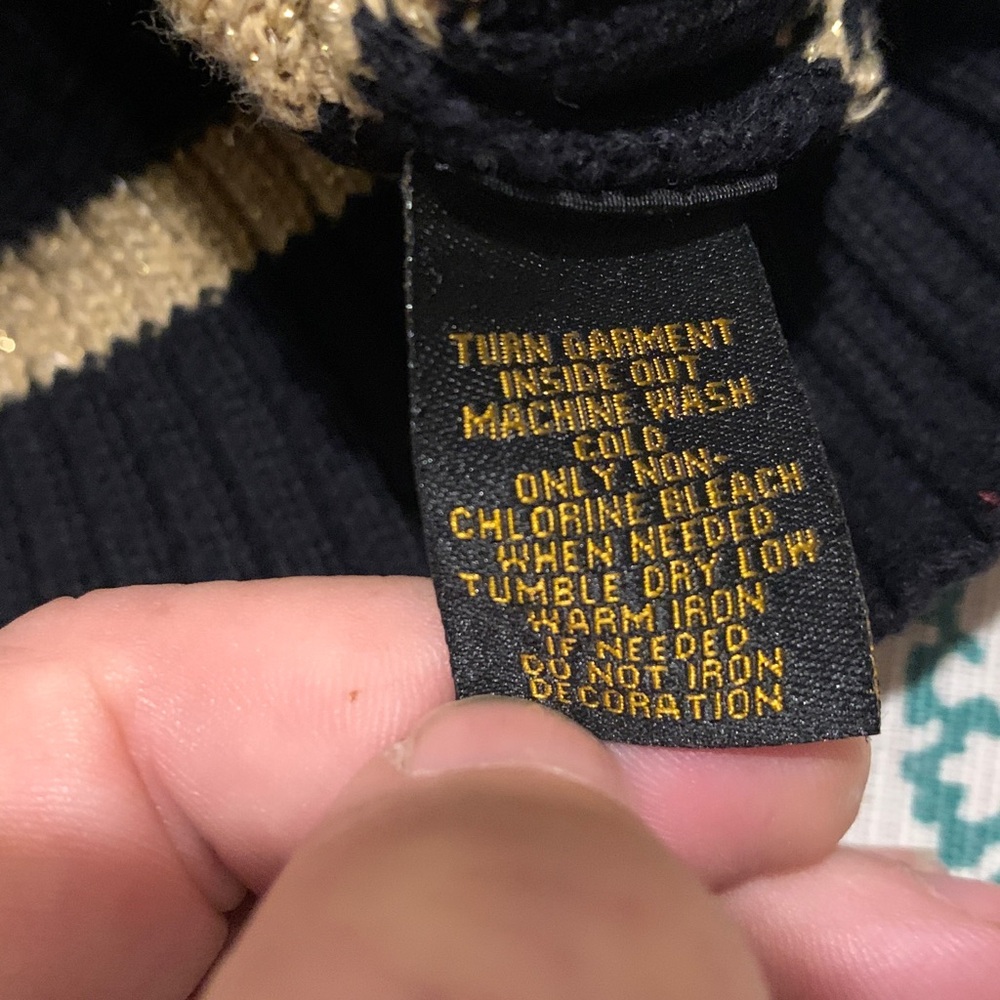 Ralph Lauren Black Label Ribbed Cotton Sweater with Gold Metallic Threads M - Picture 15 of 15